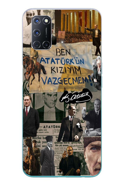 Oppo A52 Uyumlu Ben Atatürk Kızıyım Baskılı Silikon Kılıf