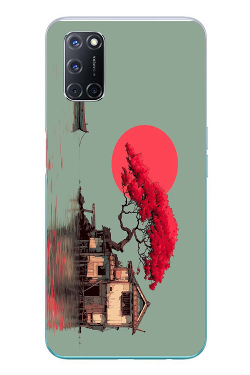 Oppo A52 Uyumlu Sahil Evi Baskılı Silikon Kılıf