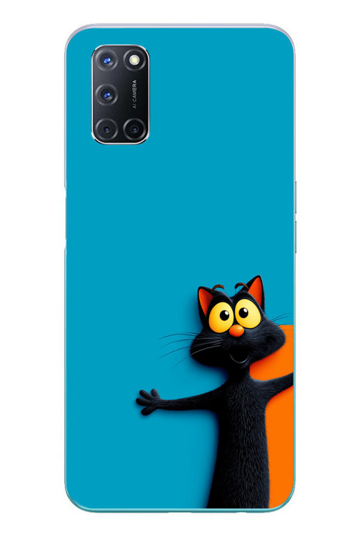 Oppo A52 Uyumlu Kedi Uyarısı Baskılı Silikon Kılıf
