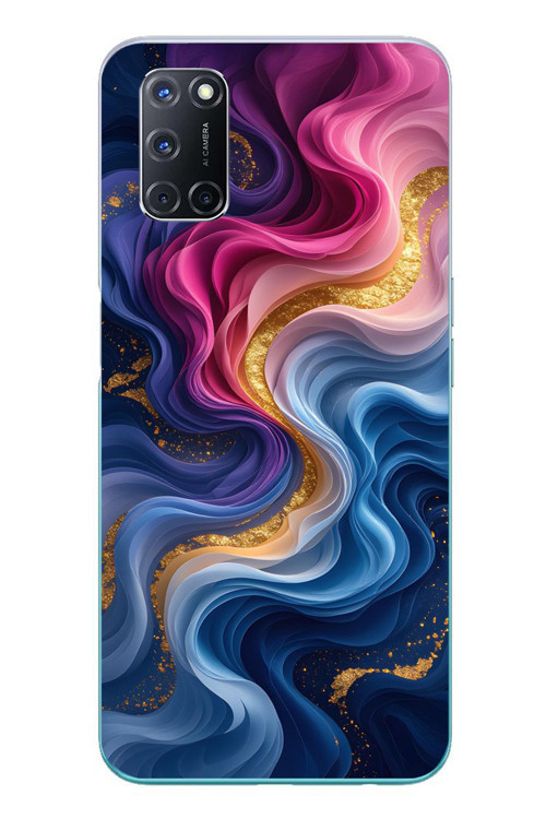 Oppo A52 Uyumlu Renk Katranı Baskılı Silikon Kılıf