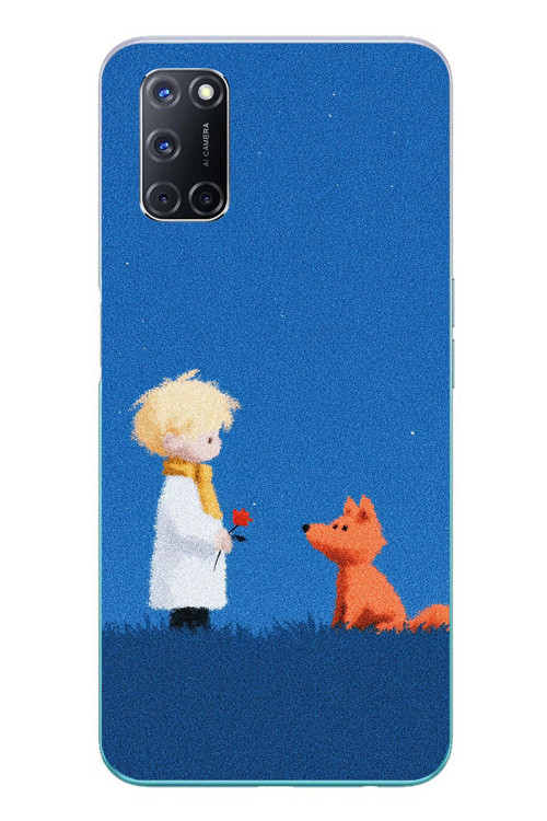 Oppo A52 Uyumlu Sarışın Çocuk ve Köpek Baskılı Silikon Kılıf