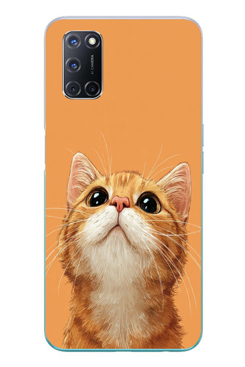 Oppo A52 Uyumlu Masum Kedi Baskılı Silikon Kılıf