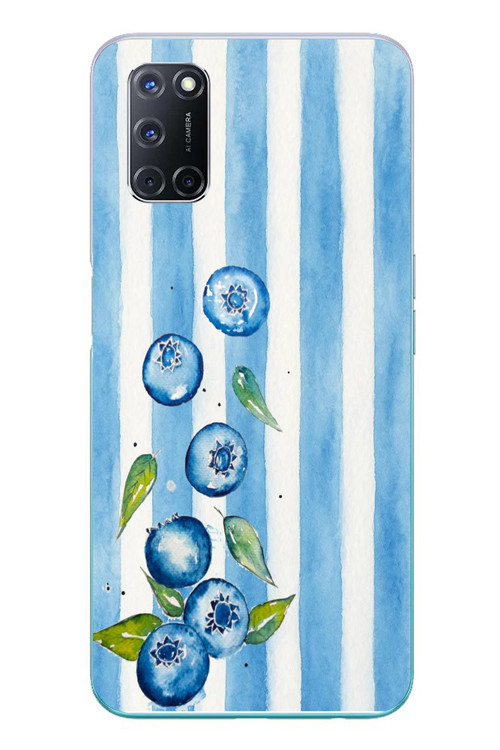 Oppo A52 Uyumlu Yaban Mersinleri Baskılı Silikon Kılıf