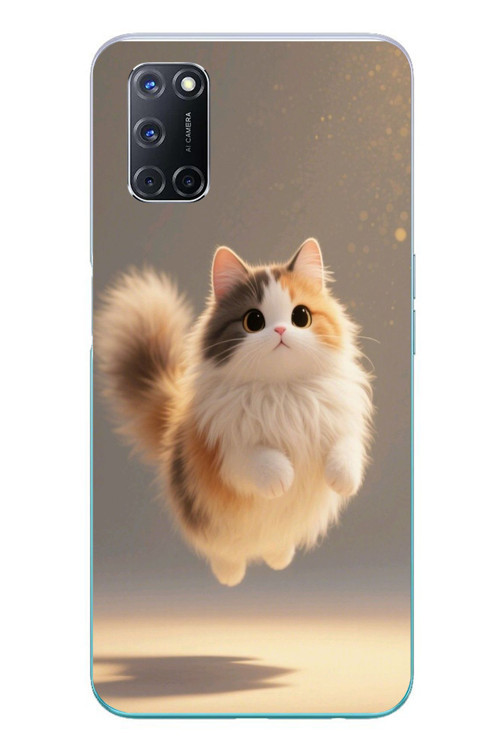 Oppo A52 Uyumlu Zıplayan Kedi Baskılı Silikon Kılıf