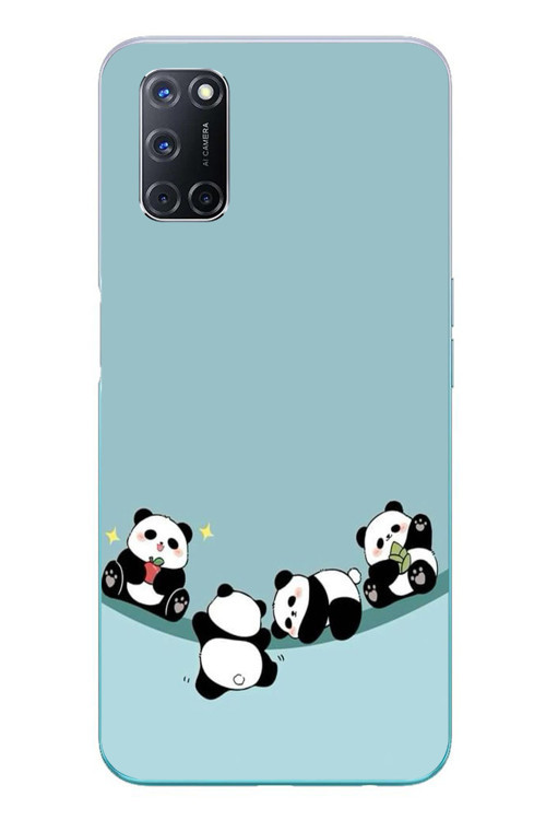 Oppo A52 Uyumlu Panda Ailesi Baskılı Silikon Kılıf