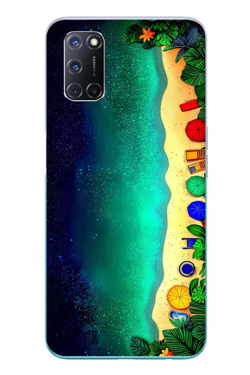 Oppo A52 Uyumlu Tatil Kumsal Gecesi Baskılı Silikon Kılıf