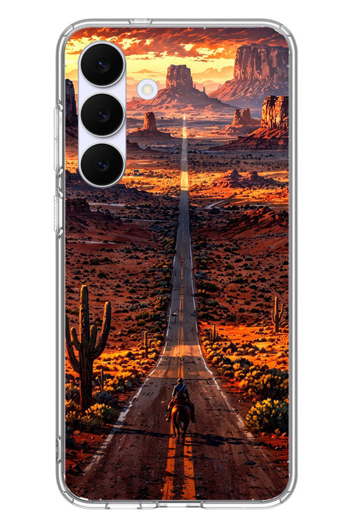 Samsung Galaxy S25 FE Uyumlu Kovboy Yolda Baskılı Silikon Kılıf