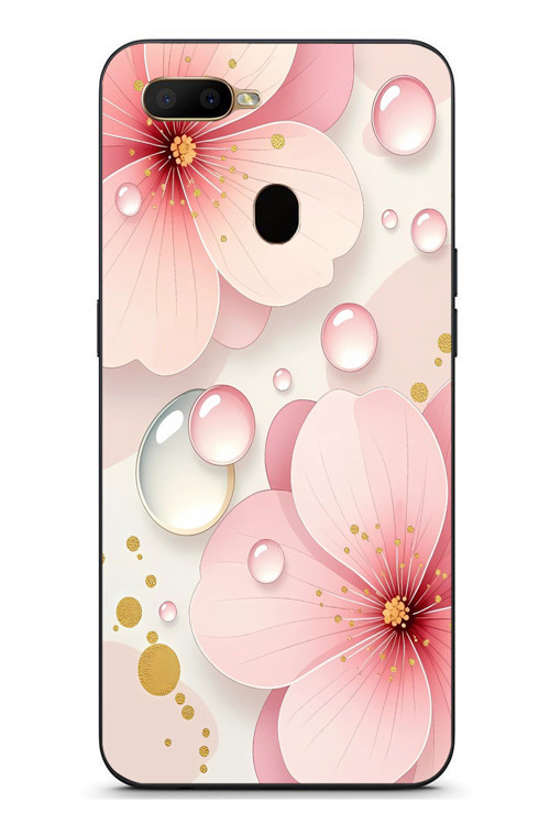 Oppo A5S Uyumlu Damlalı Çiçekler Baskılı Silikon Kılıf