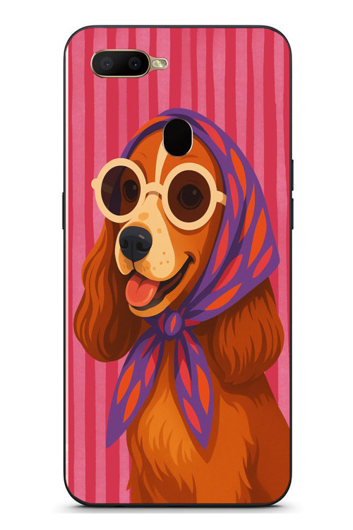 Oppo A5S Uyumlu Gözlüklü Köpek Baskılı Silikon Kılıf