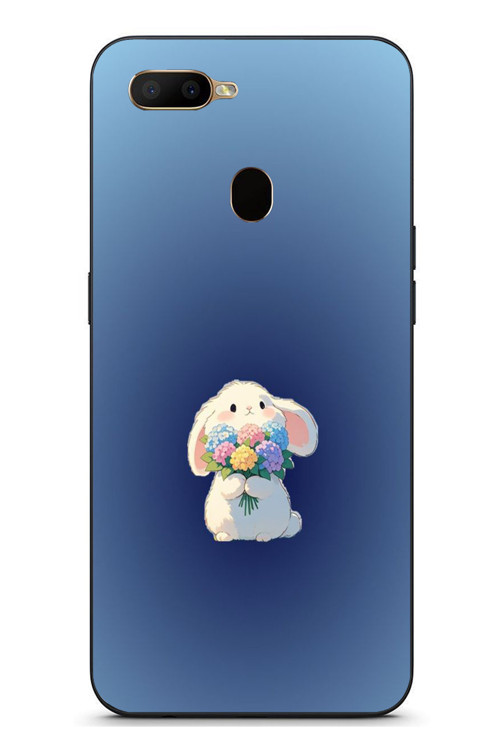 Oppo A5S Uyumlu Çiçekli Tavşan Baskılı Silikon Kılıf
