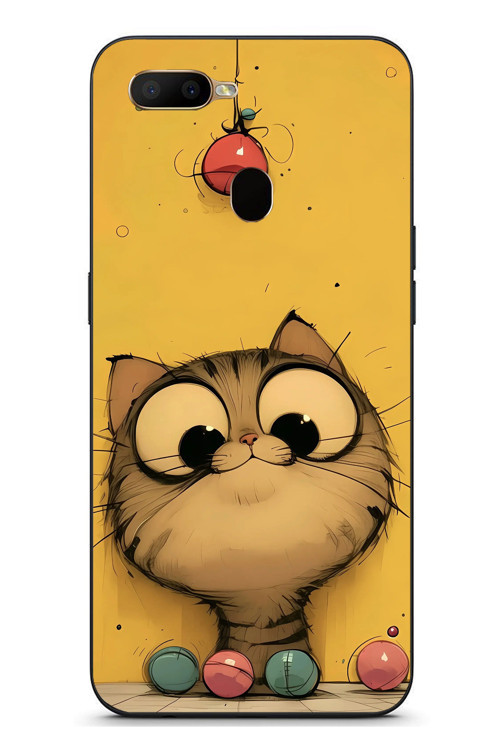 Oppo A5S Uyumlu Kedi Çizgisi Baskılı Silikon Kılıf