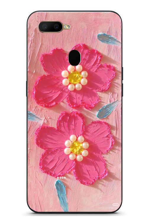 Oppo A5S Uyumlu İnci Çiçekler Baskılı Silikon Kılıf