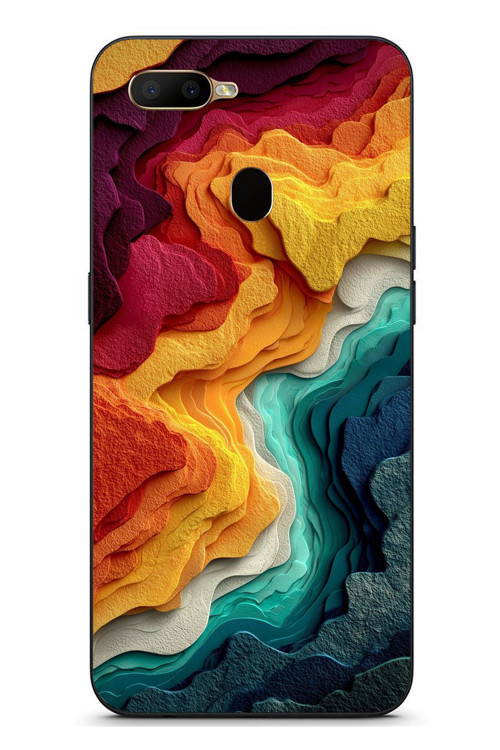 Oppo A5S Uyumlu Renk Dalgaları Baskılı Silikon Kılıf