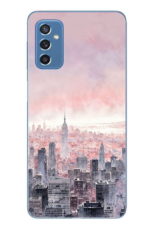 Samsung Galaxy M52 Uyumlu Gökdelenler Baskılı Silikon Kılıf