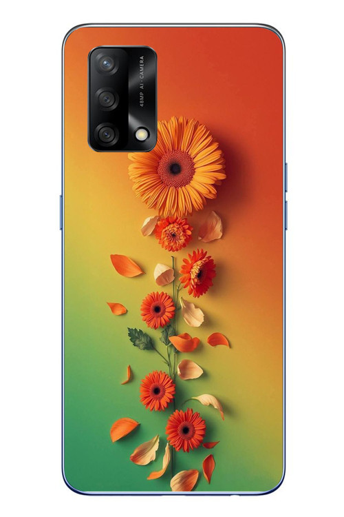 Oppo A74 Uyumlu Ayçiçeği Bükleleri Baskılı Silikon Kılıf