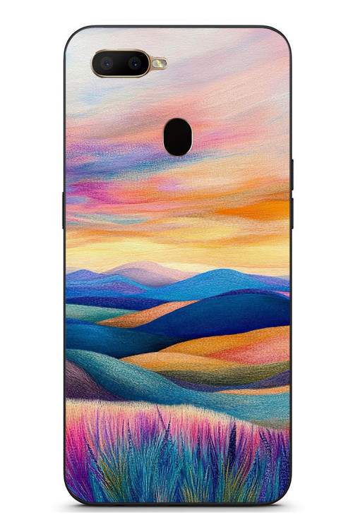 Oppo A5S Uyumlu Renkli Pastel Günbatımı Baskılı Silikon Kılıf