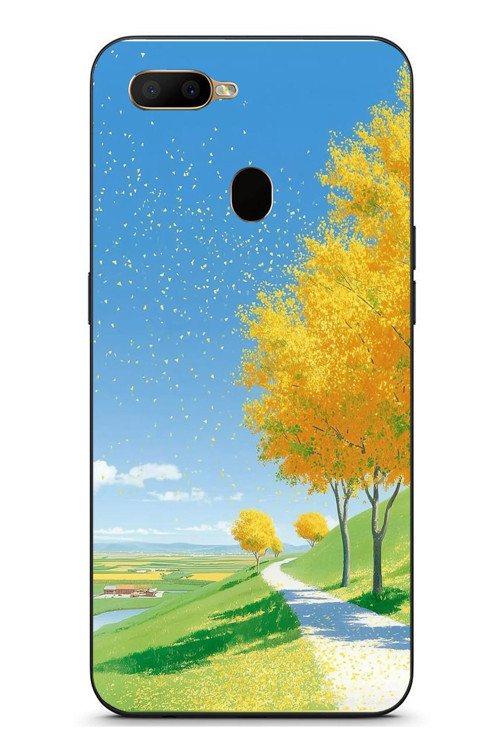 Oppo A5S Uyumlu Sarı Sonbahar Ağacı Baskılı Silikon Kılıf