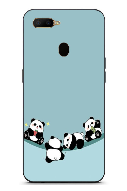 Oppo A5S Uyumlu Panda Ailesi Baskılı Silikon Kılıf