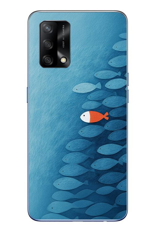 Oppo A74 Uyumlu Balıklar Yüzüyor Baskılı Silikon Kılıf