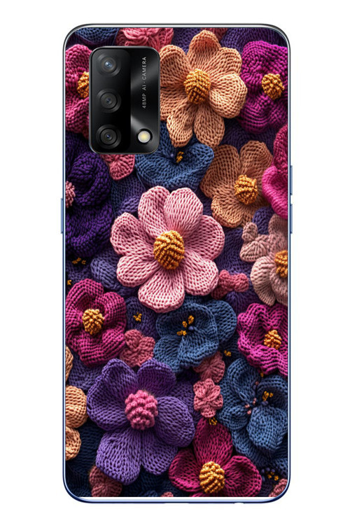 Oppo A74 Uyumlu Çiçek Örgüsü Baskılı Silikon Kılıf