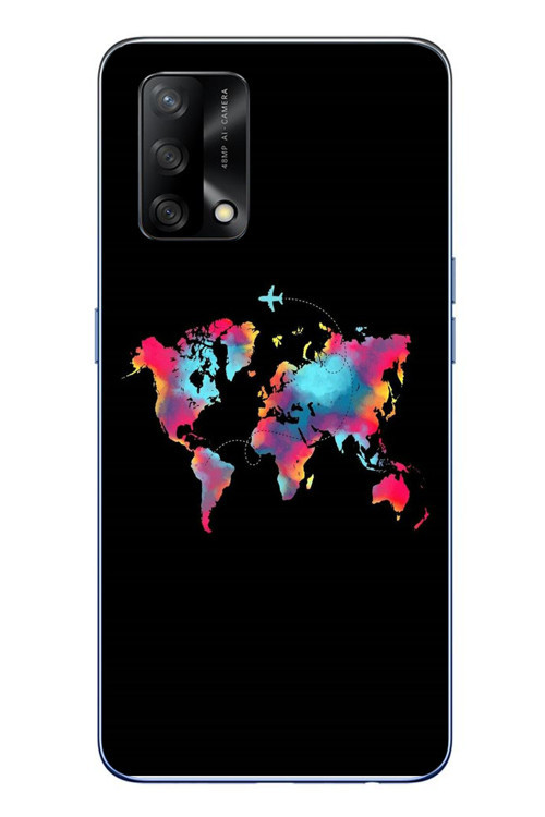 Oppo A74 Uyumlu Dünya Renkli Haritası Baskılı Silikon Kılıf