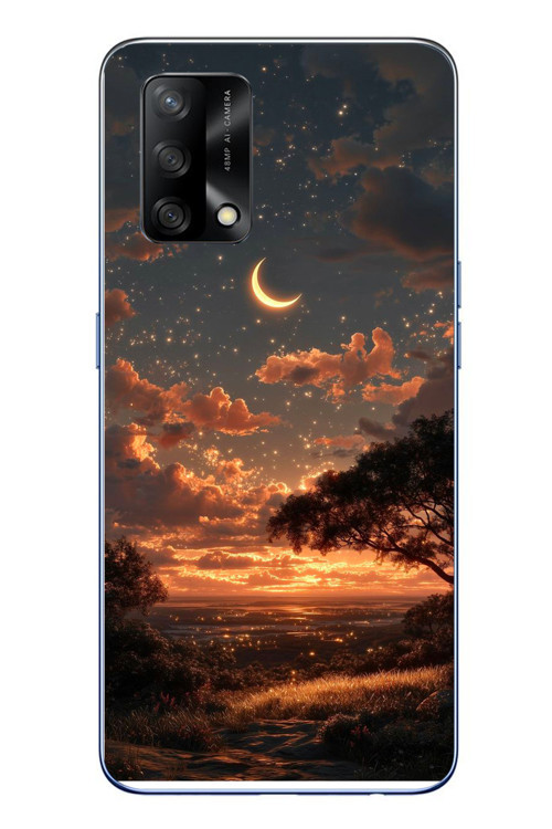 Oppo A74 Uyumlu Ay Gecesi Baskılı Silikon Kılıf
