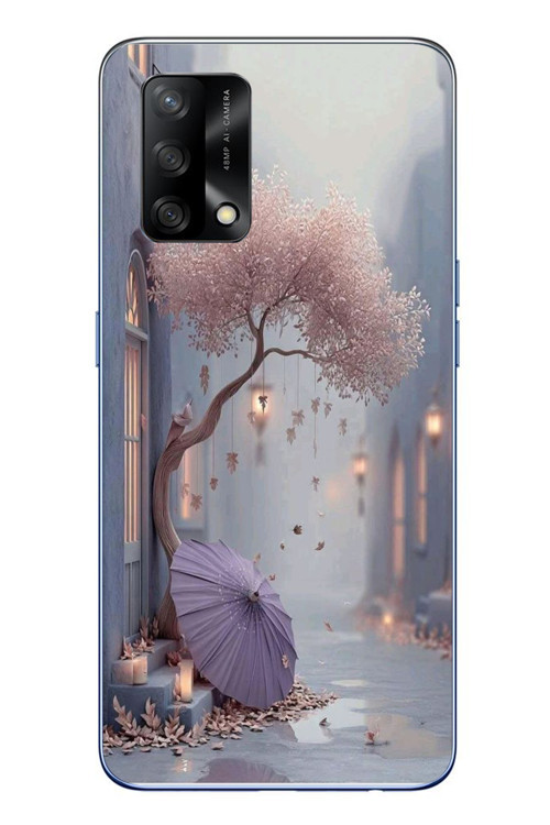 Oppo A74 Uyumlu Mor Lamba Altı Baskılı Silikon Kılıf