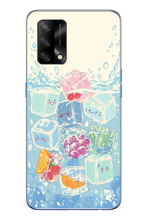 Oppo A74 Uyumlu Kare Buzlar Baskılı Silikon Kılıf