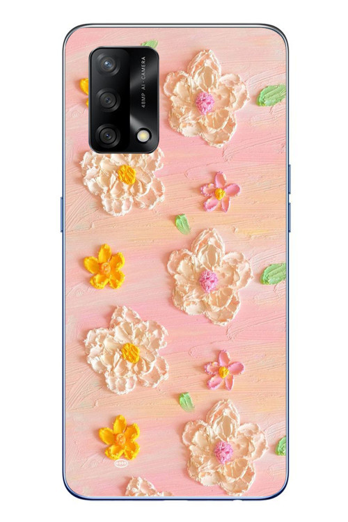 Oppo A74 Uyumlu Pastel Papatya Baskılı Silikon Kılıf