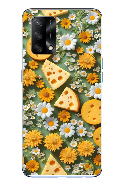 Oppo A74 Uyumlu Peynirler Baskılı Silikon Kılıf