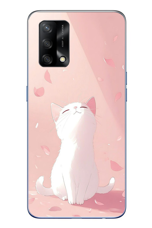 Oppo A74 Uyumlu Minnoş Kedi Baskılı Silikon Kılıf