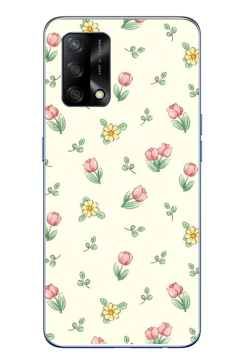 Oppo A74 Uyumlu Lale Çiçekleri Baskılı Silikon Kılıf