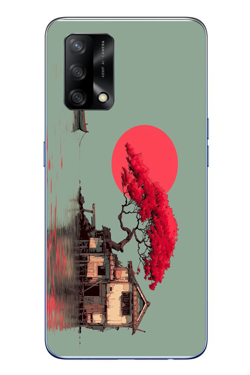 Oppo A74 Uyumlu Sahil Evi Baskılı Silikon Kılıf
