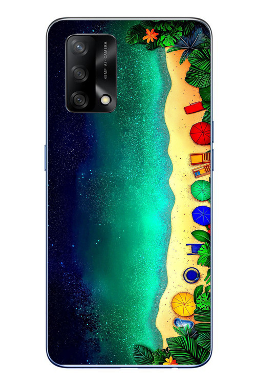 Oppo A74 Uyumlu Tatil Kumsal Gecesi Baskılı Silikon Kılıf