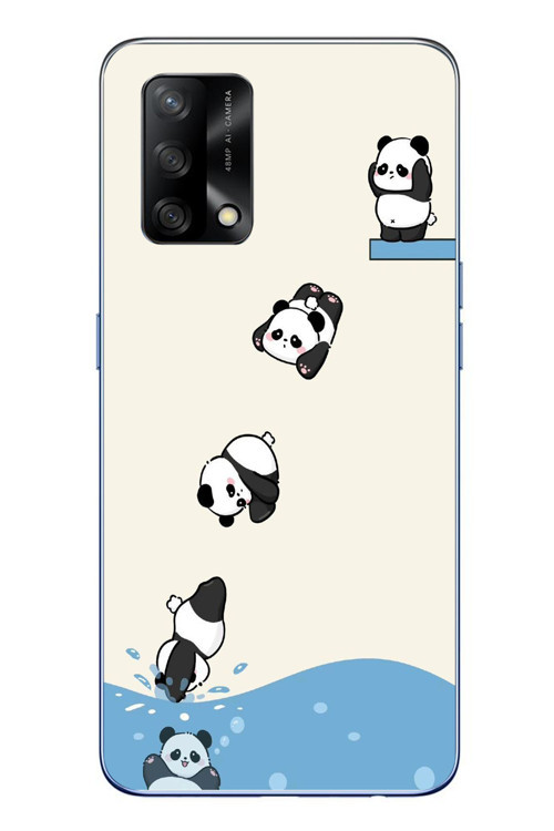 Oppo A74 Uyumlu Yüzen Pandalar Baskılı Silikon Kılıf