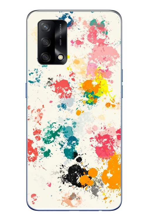 Oppo A74 Uyumlu Renkli Boyalar Baskılı Silikon Kılıf