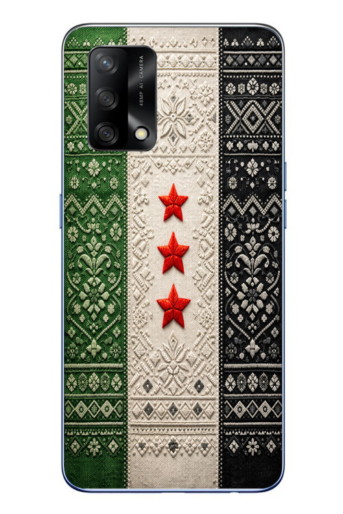 Oppo A74 Uyumlu Suriye Bayrağı Dokuma Baskılı Silikon Kılıf