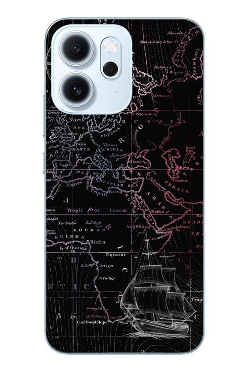 Oppo Reno 14F Uyumlu Denizci Dünya Haritası Baskılı Silikon Kılıf