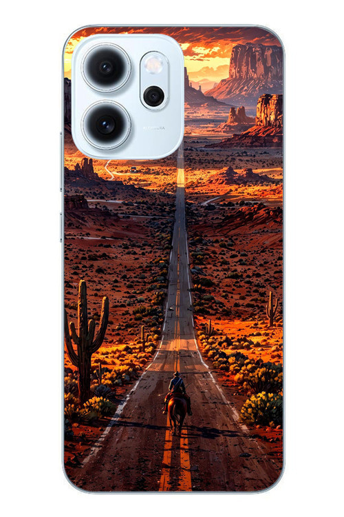 Oppo Reno 14F Uyumlu Kovboy Yolda Baskılı Silikon Kılıf