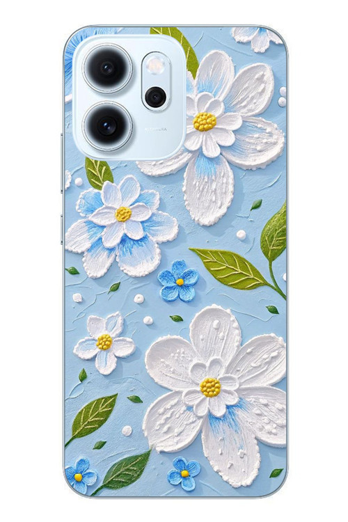 Oppo Reno 14F Uyumlu Mavi Papatyalar Baskılı Silikon Kılıf