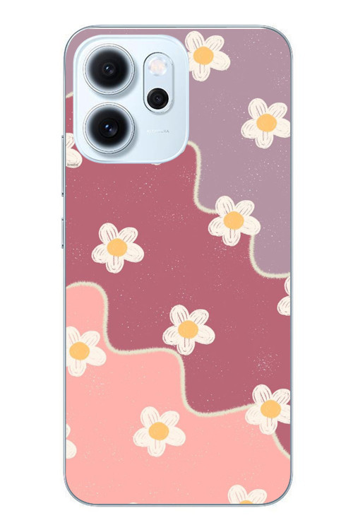 Oppo Reno 14F Uyumlu Papatya Dalgaları Baskılı Silikon Kılıf