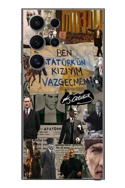 Samsung Galaxy S24 Ultra Uyumlu Ben Atatürk Kızıyım Baskılı Silikon Kılıf