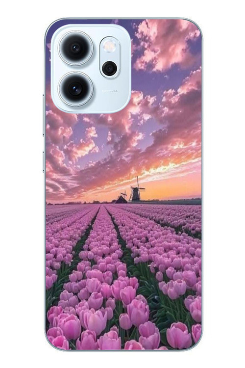 Oppo Reno 14F Uyumlu Lale Bahçesi Baskılı Silikon Kılıf