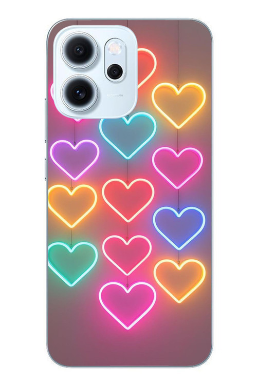 Oppo Reno 14F Uyumlu Neon Kalpler Baskılı Silikon Kılıf