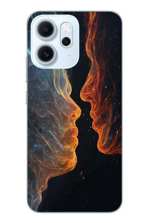 Oppo Reno 14F Uyumlu Kavuşan Çizgiler Baskılı Silikon Kılıf