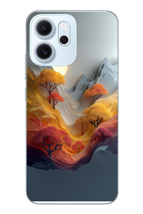 Oppo Reno 14F Uyumlu Renk Dalgalı Manzara Baskılı Silikon Kılıf