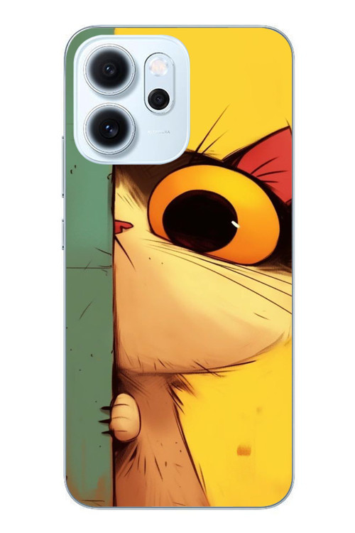 Oppo Reno 14F Uyumlu Tek Gözlü Kedi Baskılı Silikon Kılıf