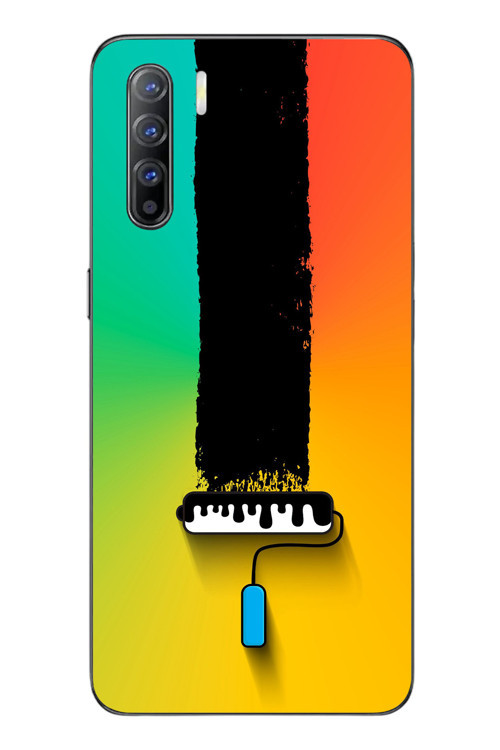 Oppo Reno 3 Uyumlu Boya Rulosu Baskılı Silikon Kılıf