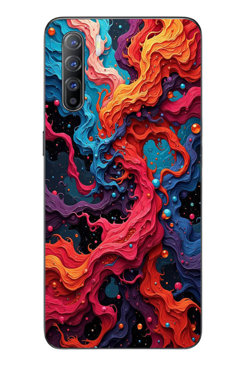 Oppo Reno 3 Uyumlu Dalgaların İz Karışımı Baskılı Silikon Kılıf