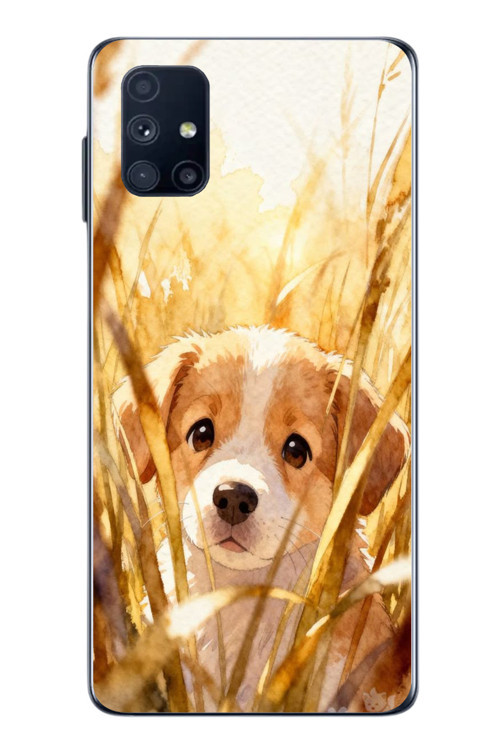 Samsung Galaxy M51 Uyumlu Golden Köpek Baskılı Silikon Kılıf